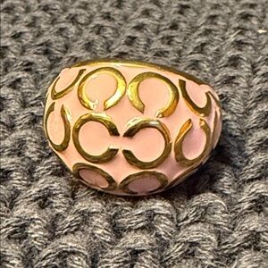 Vintage Coach Gold and Pink Signature Ring